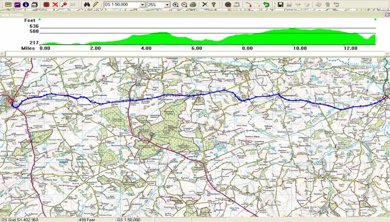 Hatherleigh to Holsworthy route